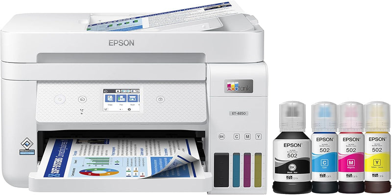 Epson ET-4850 White EcoTank Wireless All-in-One Printer — main product image