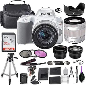 Canon EOS Rebel SL3 DSLR Camera White 18-55mm Lens Bundle — main product image