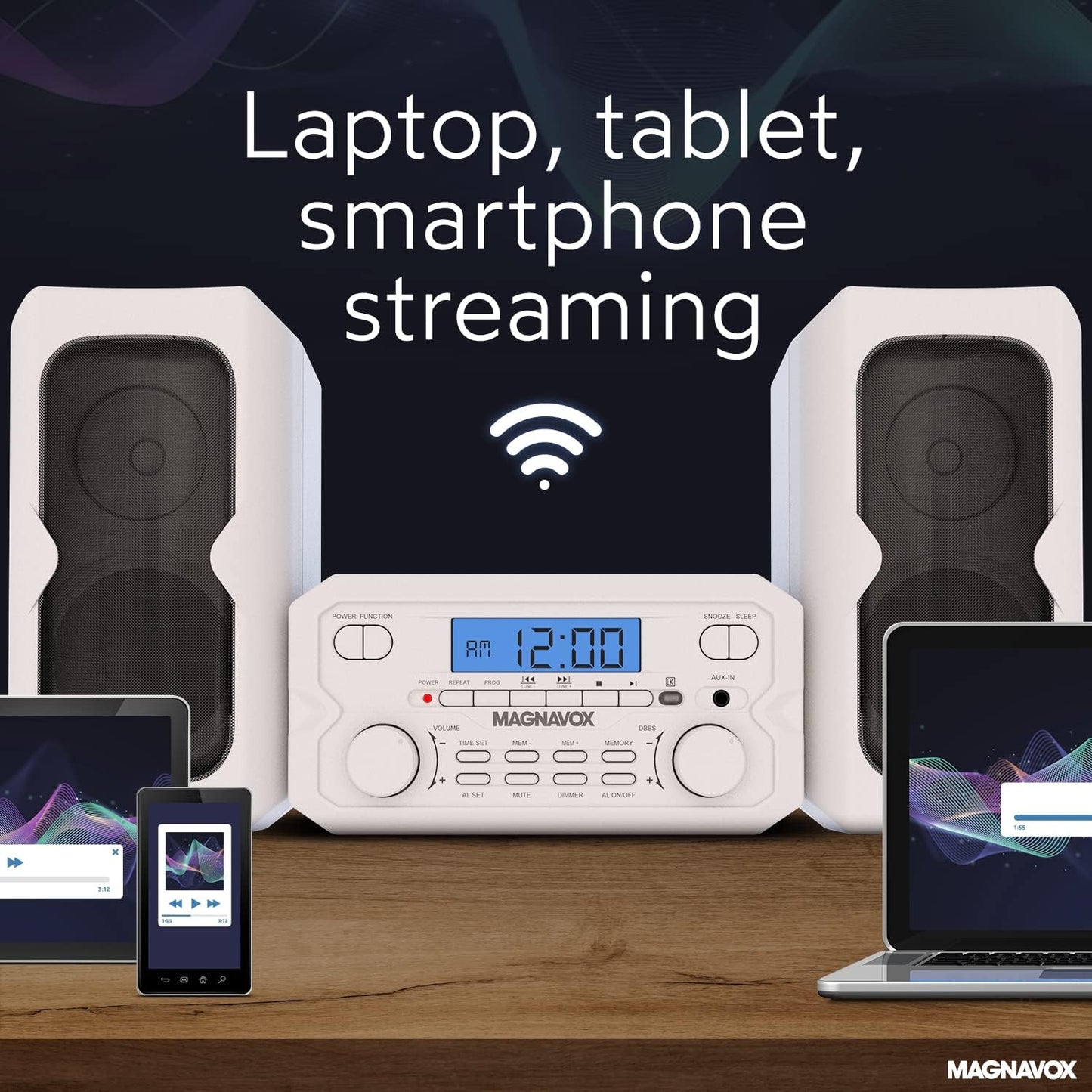 Magnavox MM435M-WH CD Shelf System Bluetooth Radio