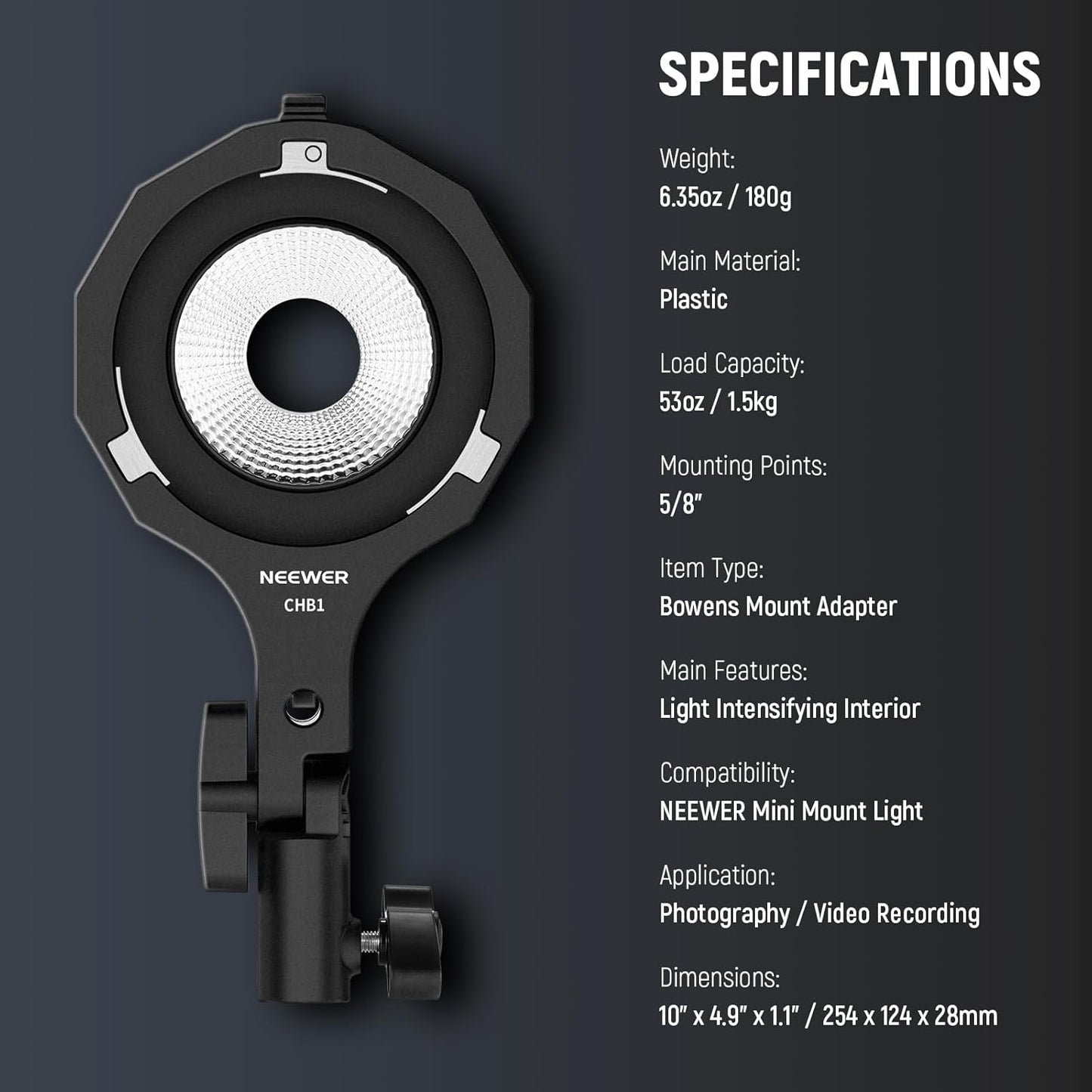 NEEWER 10104832 Mini Mount to Bowens Adapter with Tilt