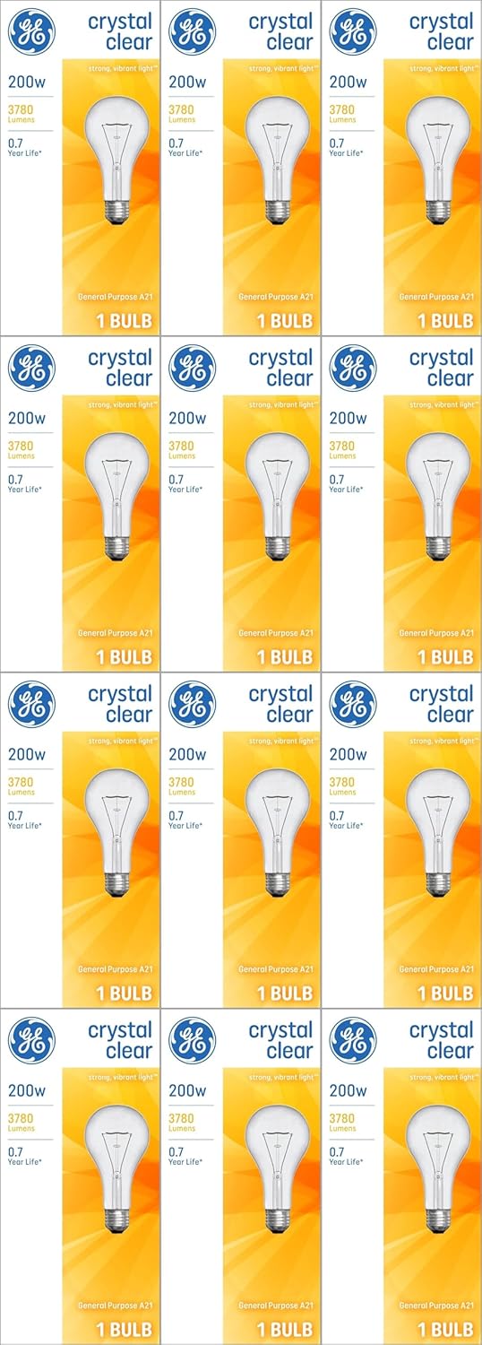 GE 200 watts A21 Incandescent Light Bulb - Dimmable