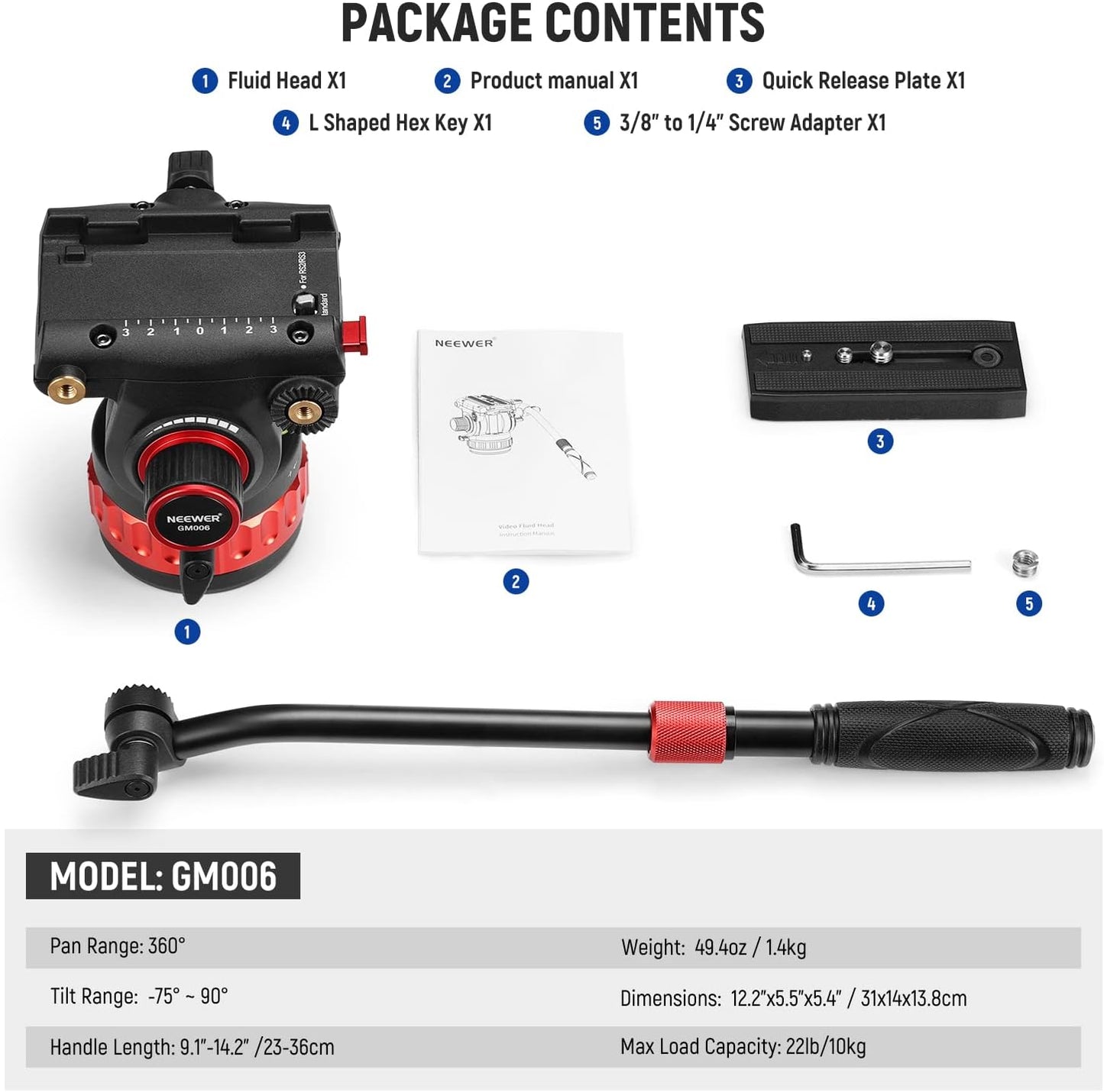 Neewer 10102269 Pro Video Tripod Fluid Head