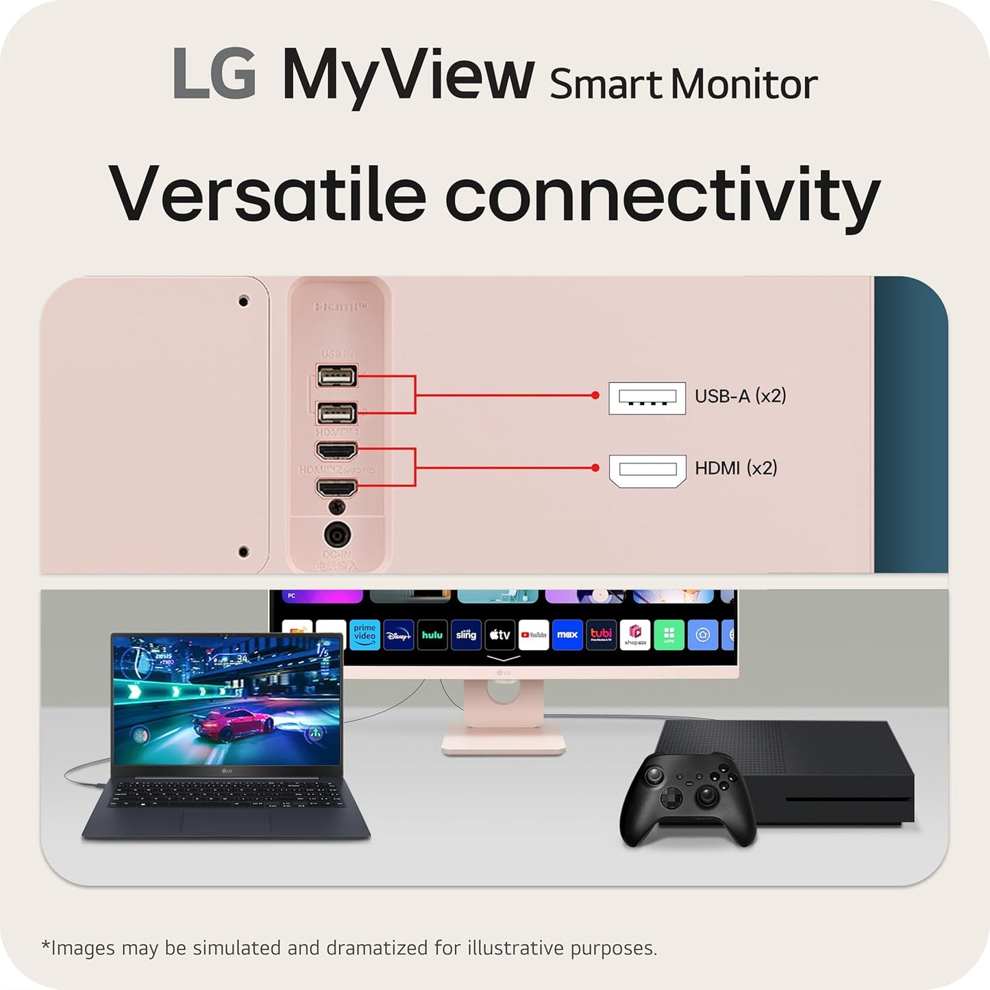 LG 27SR50F-P 27" FHD MyView Smart Monitor - Pink