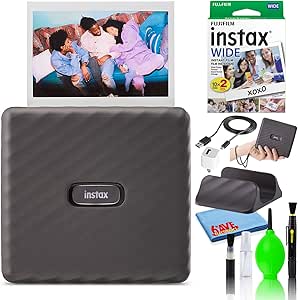Fujifilm Instax Link Wide Smartphone Printer Mocha Gray Bundle