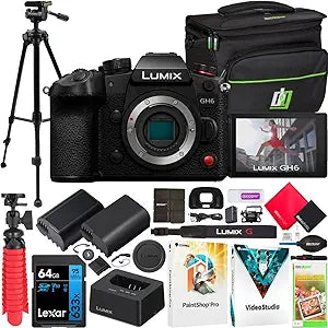 Panasonic E4PNDCGH6 LUMIX GH6 Mirrorless Camera, 4K 120p, Deco Bundle
