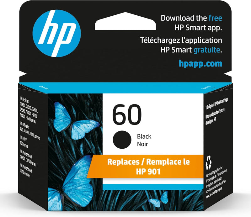 HP CC640WN 60 Black Ink Cartridge — main product image