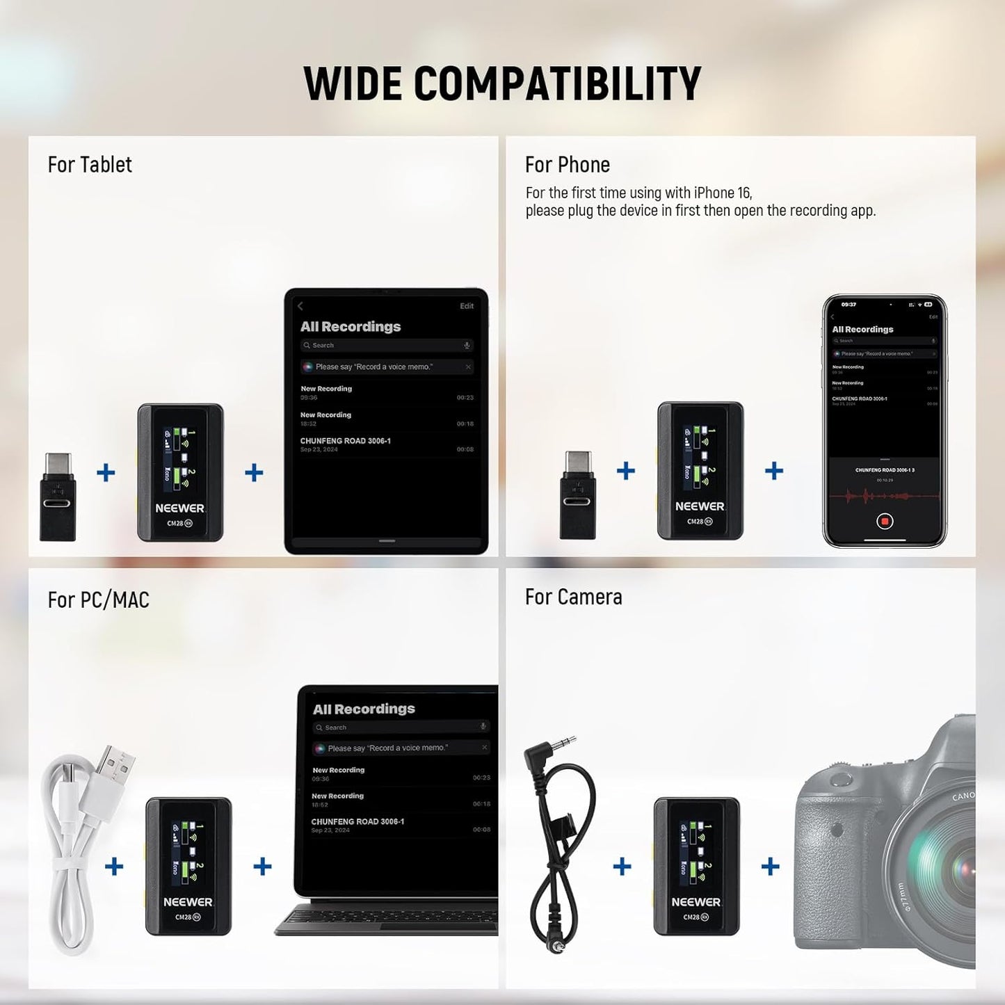 Neewer 21000052 CM28 Wireless Lavalier Microphone with Charging Case