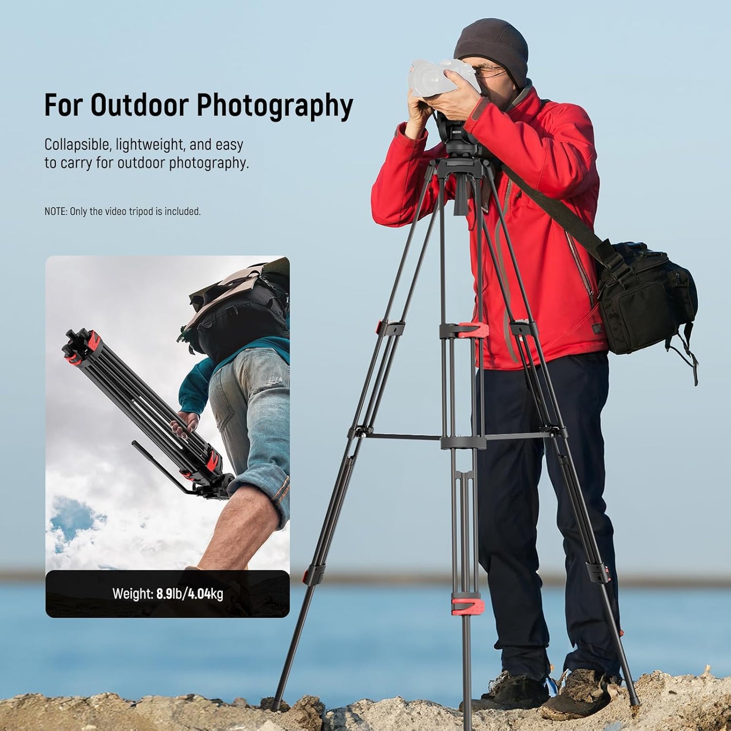 Neewer TP37 74" Video Tripod Fluid Head Metal 17.6lb Load