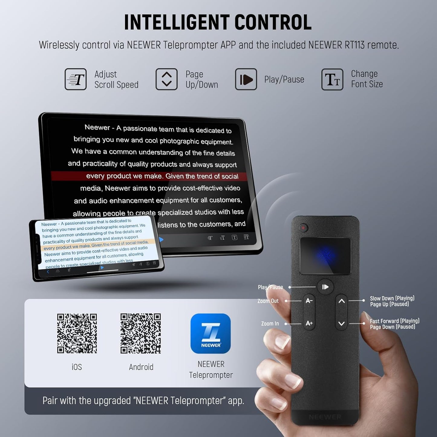 Neewer 10103128 X14 II Teleprompter RT113 Remote