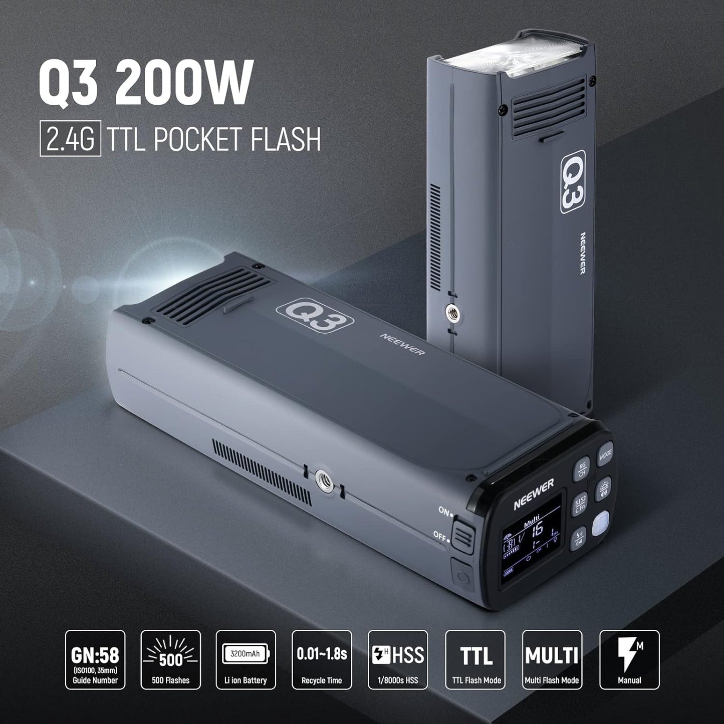 Neewer 10101748 Q3 200Ws TTL Flash Nikon Compatible