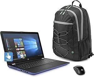 HP HP-15.6-Touch Laptop AMD A12 8GB 1TB HDD Marine Blue Bundle