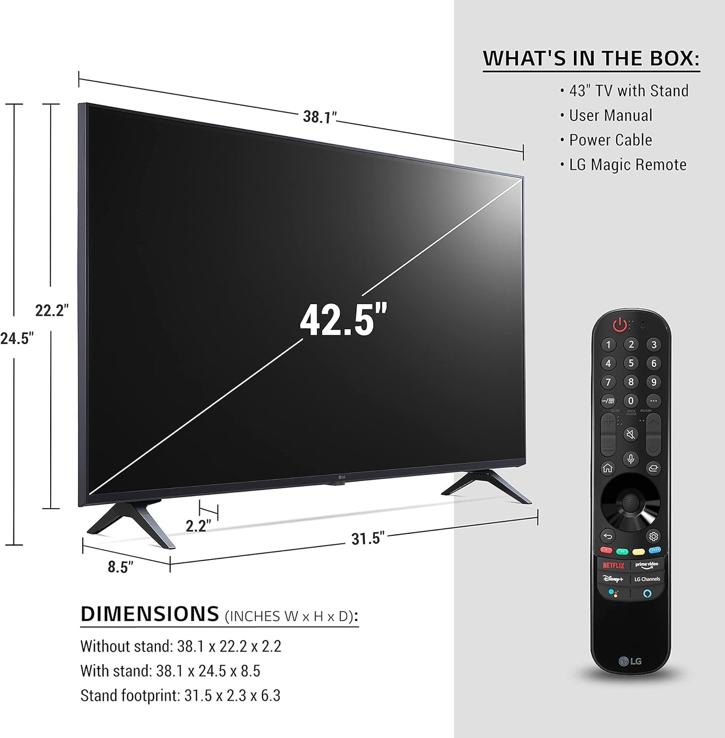 LG 43UP8000PUR 43" 4K Smart UHD TV - Renewed