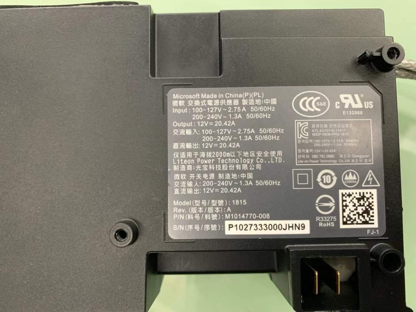 Microsoft X1XPS-10-1 Xbox One X Power Supply