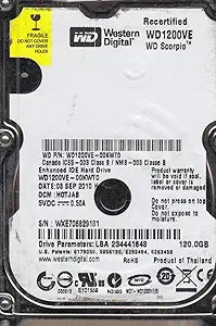 Western Digital WD1200VE-00KWT0 120GB IDE 2.5 Hard Drive