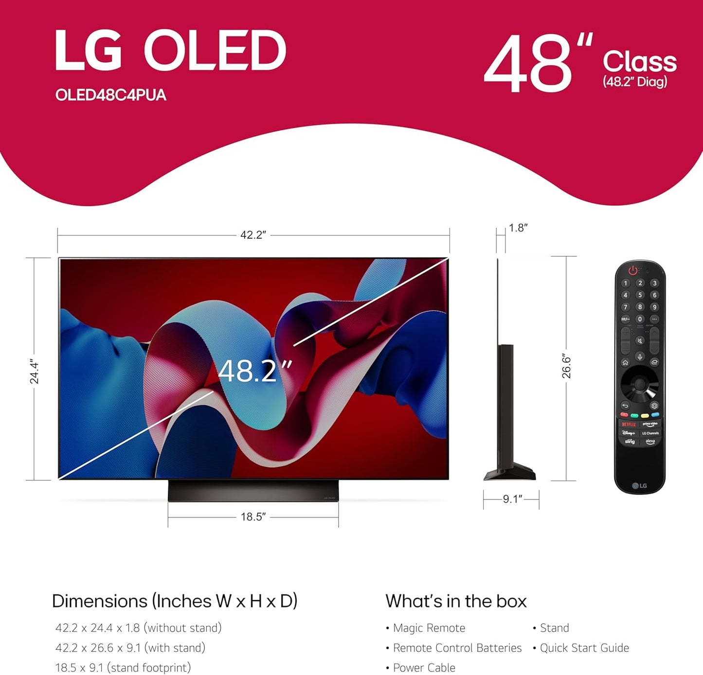LG OLED48C4PUA 48" 4K OLED Smart TV (Renewed)