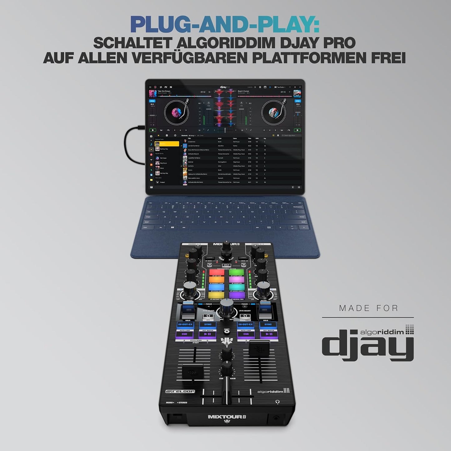 Reloop 246959 Mixtour Pro Ultra-Portable 4-Deck DJ Controller