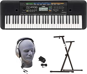 Yamaha PSRE253 PKY Portable Keyboard Bundle with Stand & Headphones