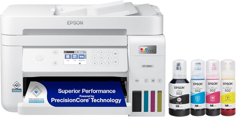 Epson ET-3850 White EcoTank Wireless All-in-One Printer — main product image