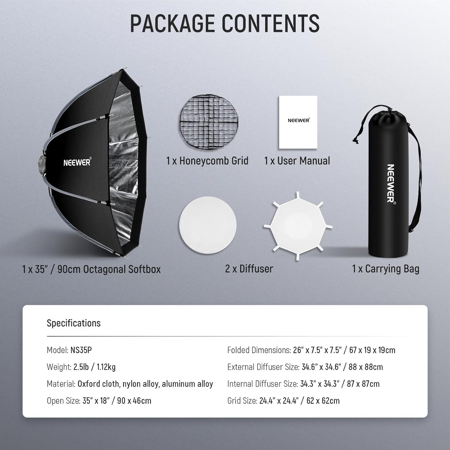 Neewer NS35P 35" Octagonal Bowens Mount Softbox