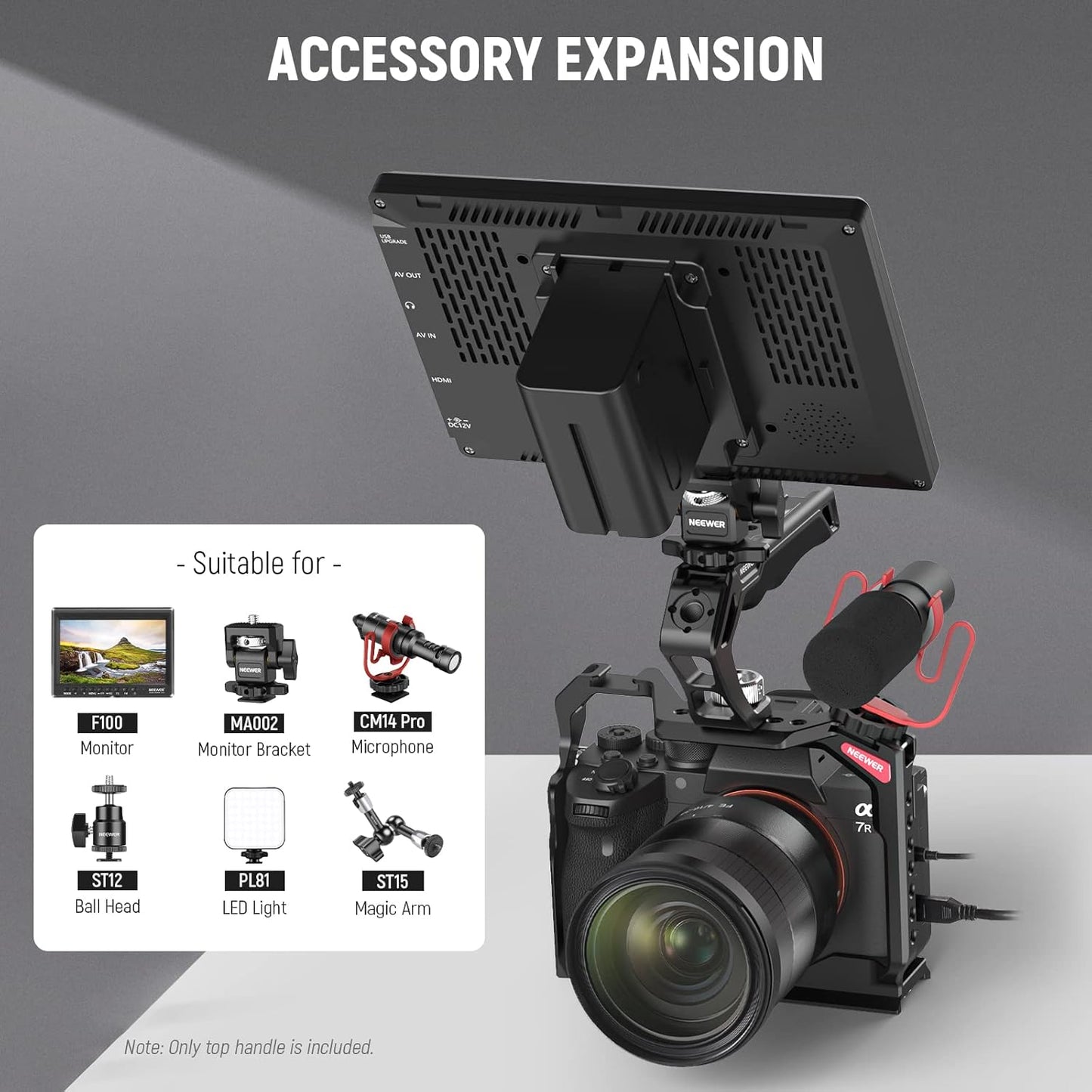 Neewer CA007 Camera Top Handle Grip ARRI Pins