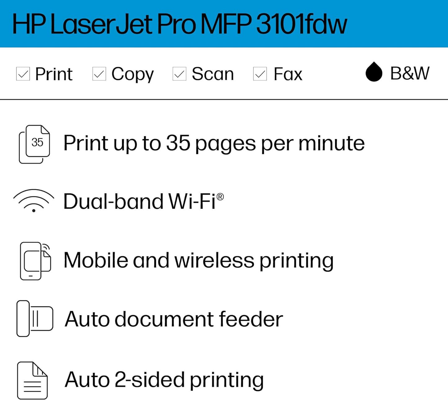 HP 3101fdw LaserJet Pro MFP Wireless All-in-One Printer