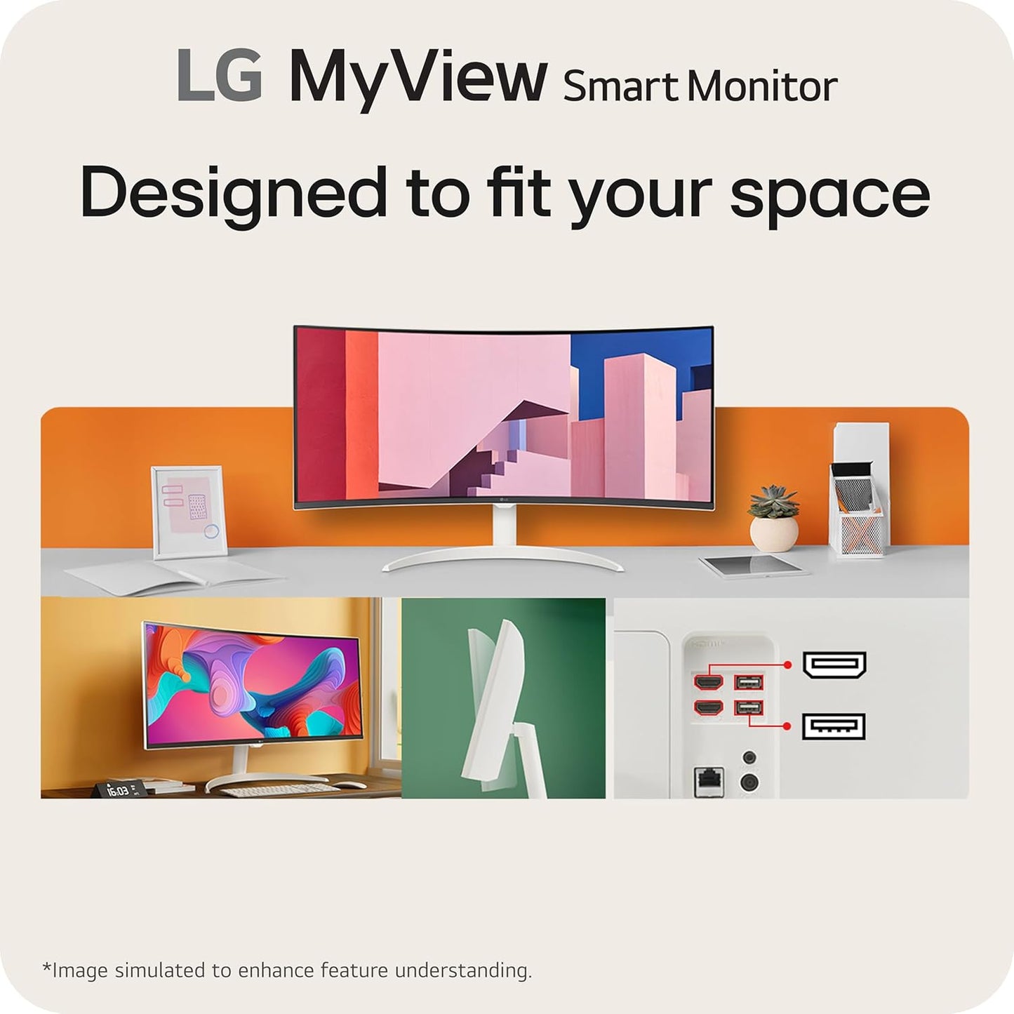 LG 34SR60QC-W 34-Inch Curved MyView Smart Monitor