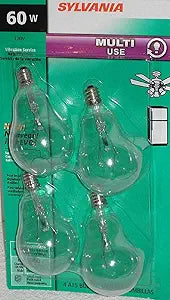 Sylvania 60W Fan Bulbs A15 Candelabra 4-Pack