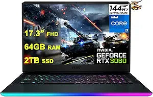 MSI GE76 Raider Gaming Laptop - 17.3" FHD 144Hz, i7, 64GB, RTX 3060