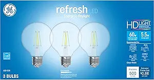 GE 43310 Refresh 60W Equivalent Daylight LED Globe 3-Pack — main product image