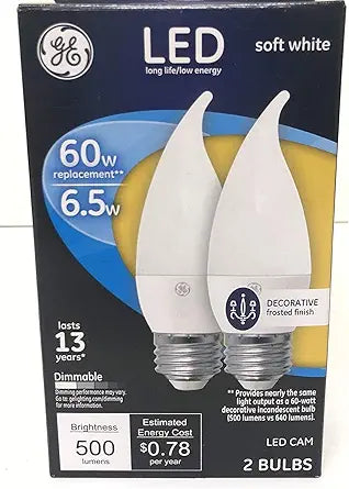 GE 63044 Soft White 60W Dimmable Bulbs 2-Pack