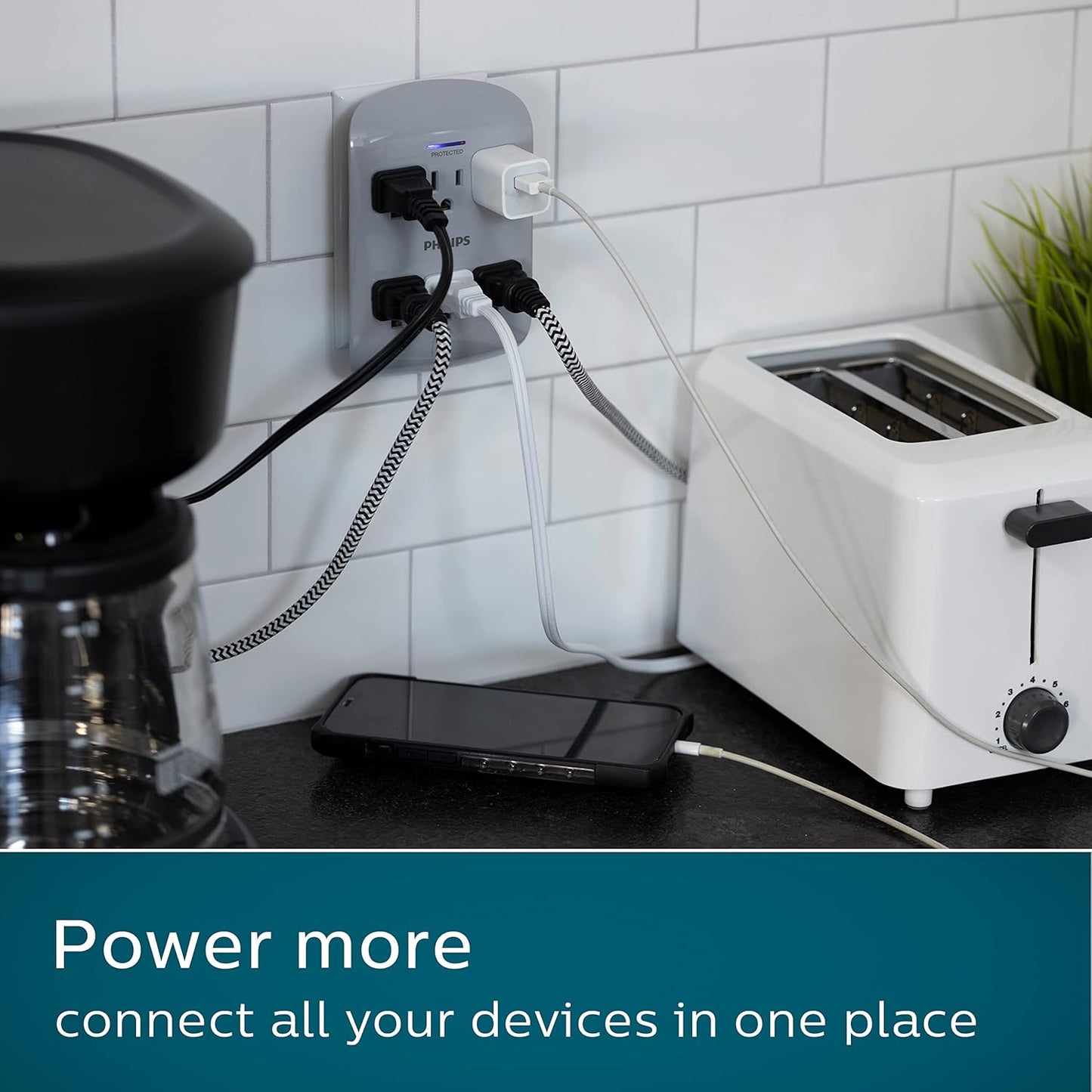 Philips 6-Outlet Surge Protector Wall Tap 2-Pack