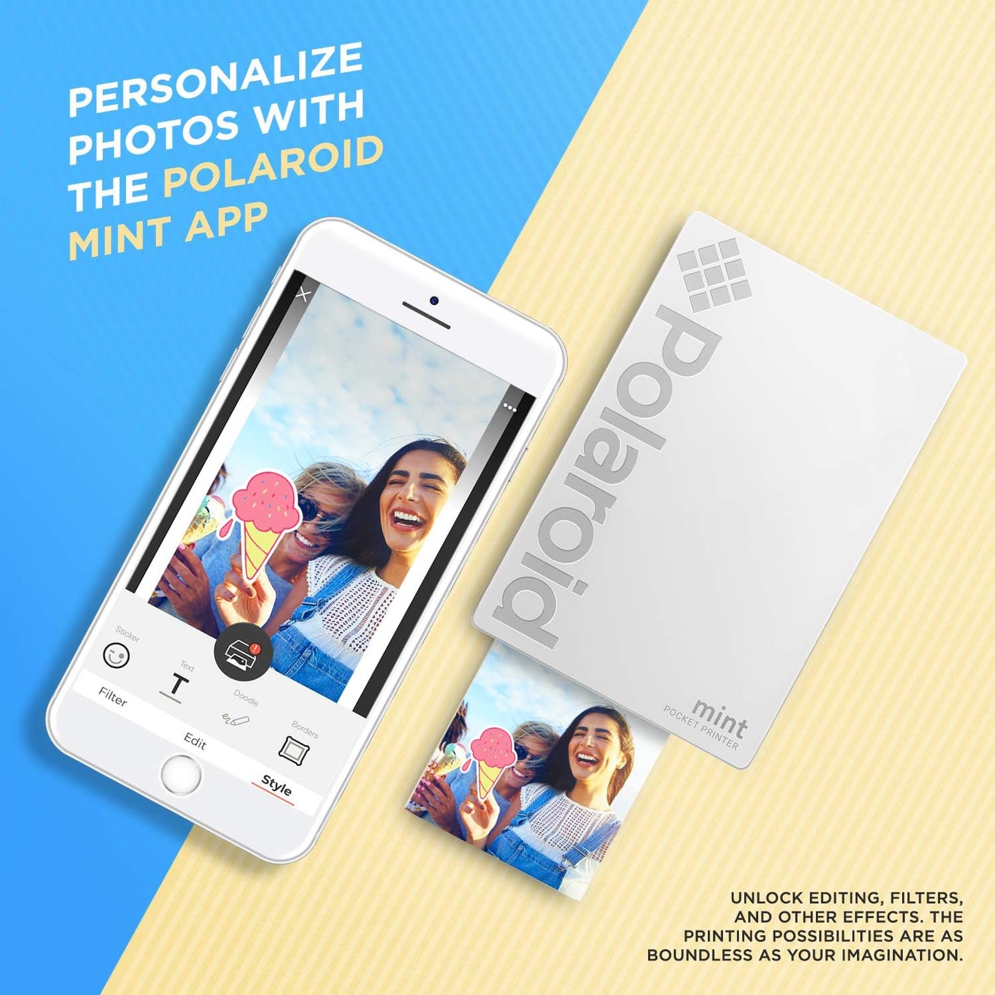 Polaroid POLMP02W Mint Pocket Printer Zink Bluetooth White