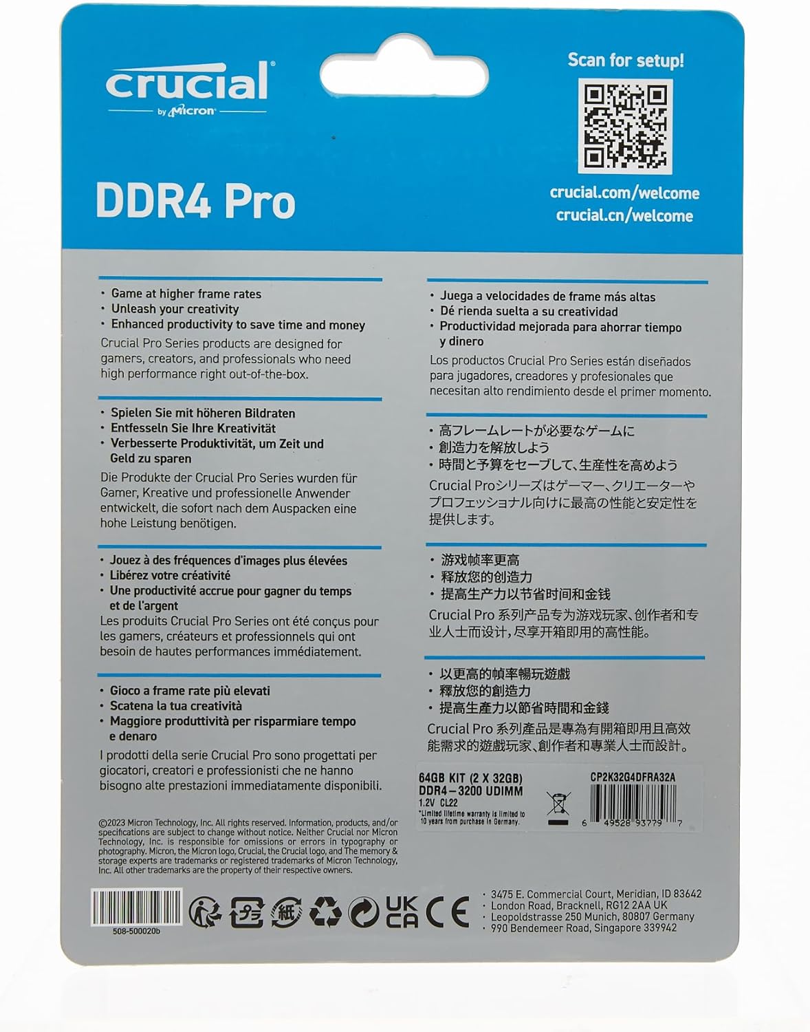 Crucial CP2K32G4DFRA32A 64GB DDR4 Pro Desktop Memory Kit