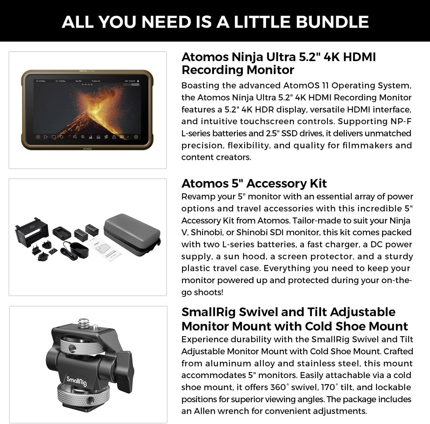 Atomos Ninja Ultra 5.2" 4K HDMI Recording Monitor Bundle