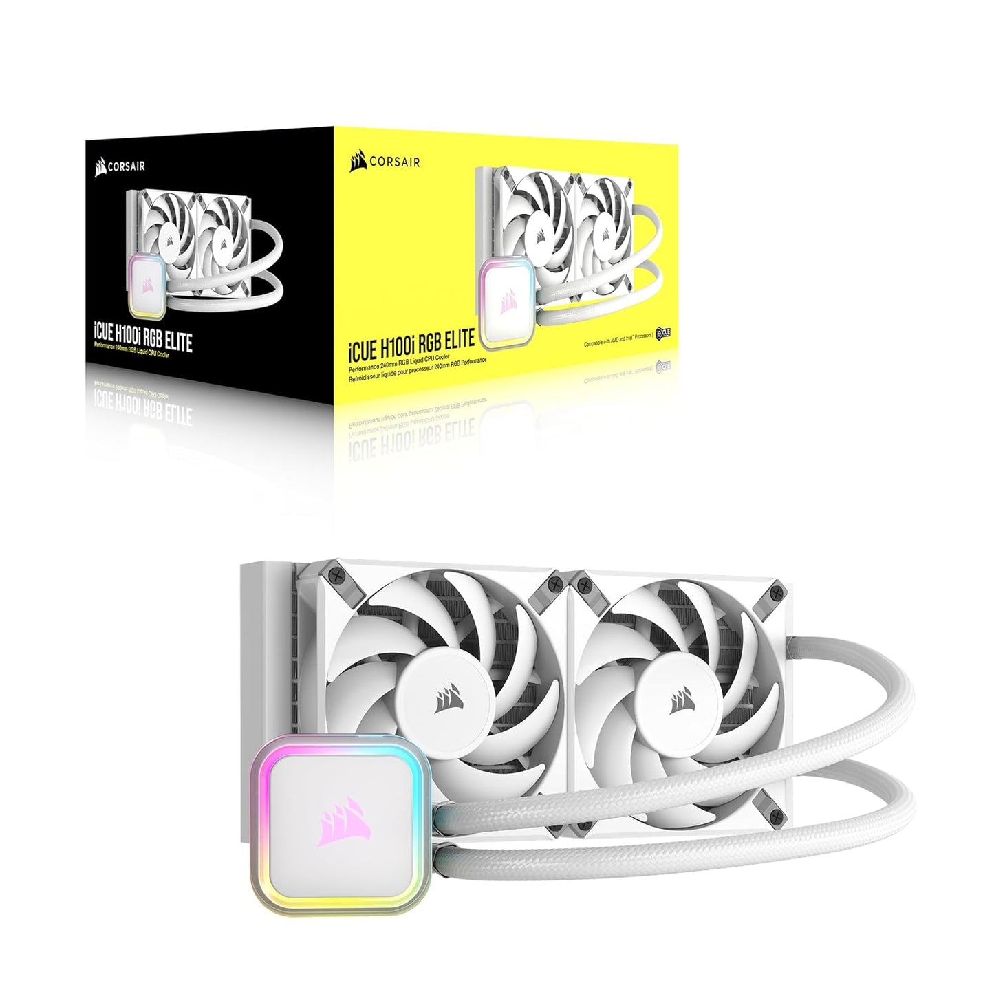 Corsair H100i RGB Elite 240mm Liquid CPU Cooler White