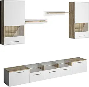 Misc Denver TV Wall Unit Brown/White Modern Entertainment Center
