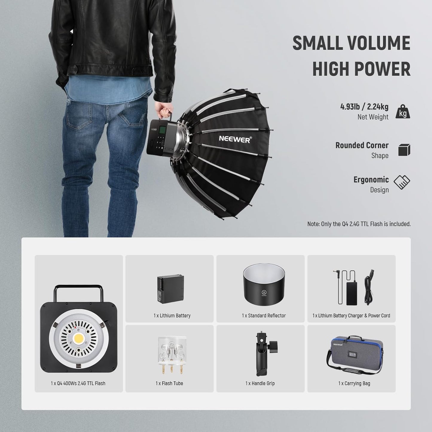 Neewer 10103136 Q4 400Ws TTL Studio Flash Strobe