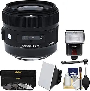 Sigma 30mm f/1.4 Art Lens Kit - Canon EOS, Filters & Flash