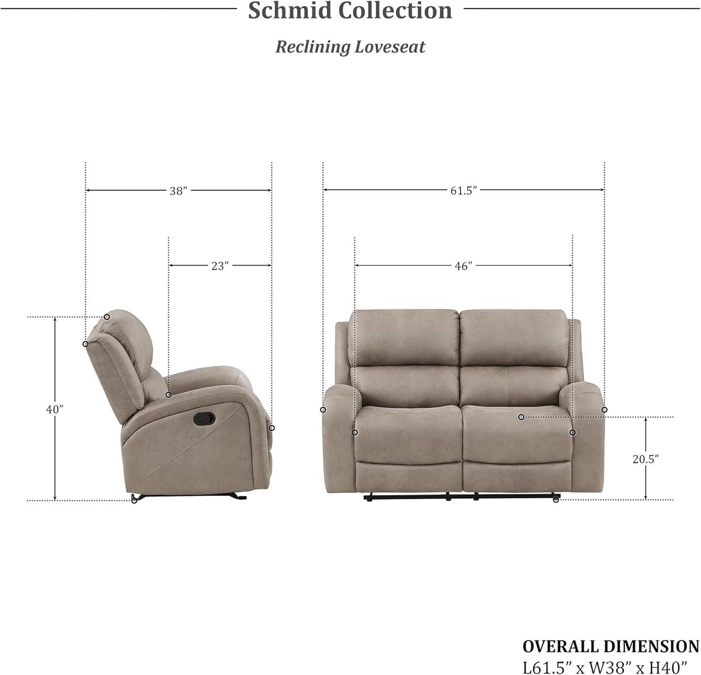 Lexicon Schmid 2-Piece Microfiber Reclining Sofa Set
