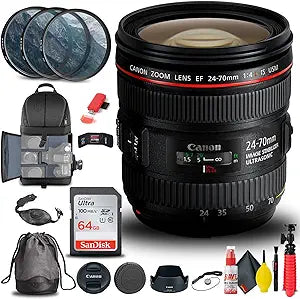 Canon EF 24-70mm f/4L IS USM Lens Bundle (Renewed)