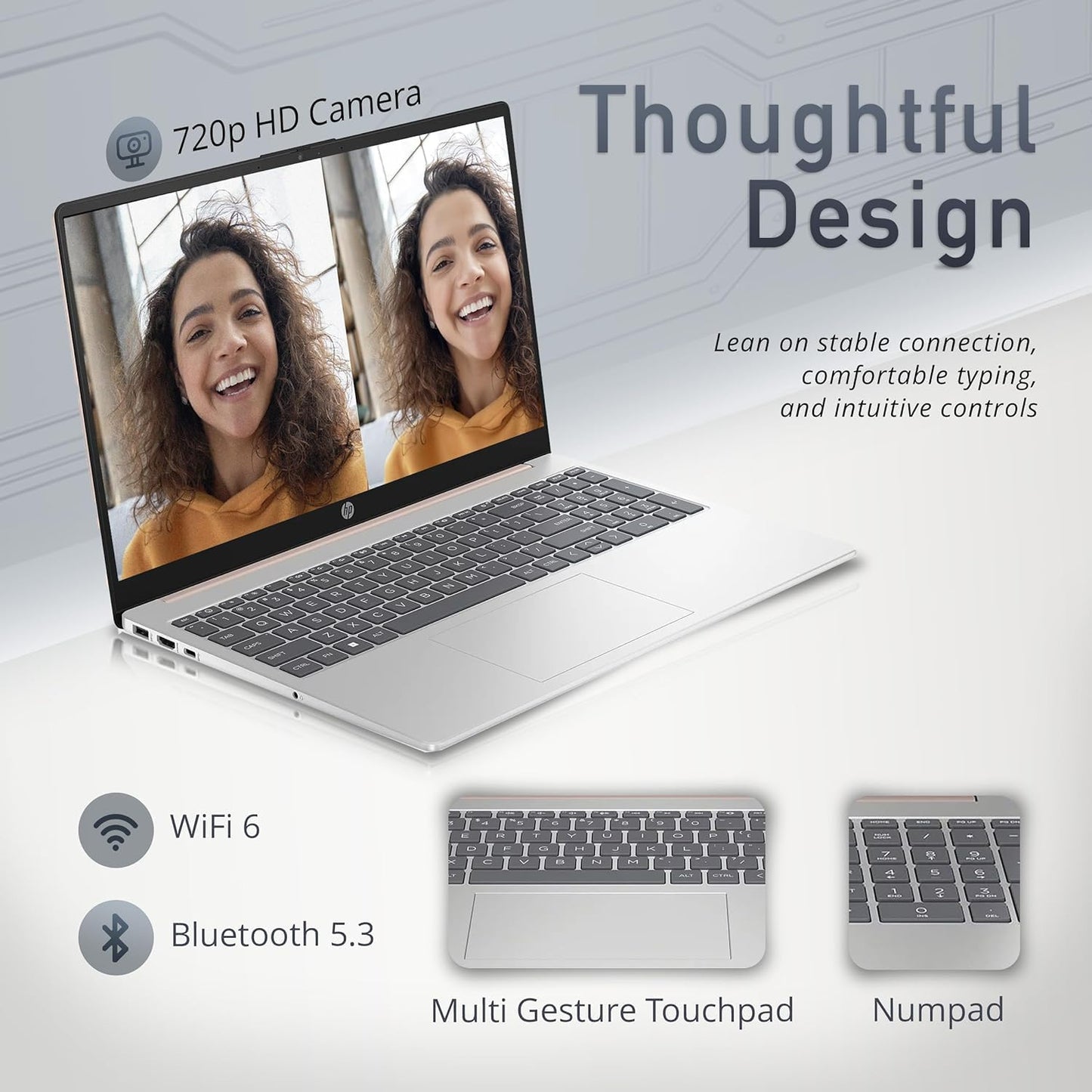 HP 15 Ryzen 5 Slim High-Performance Pink Laptop