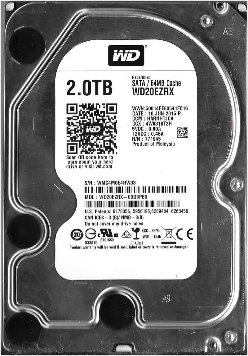 Western Digital BPSCS24075-WD20EZRX 2TB Caviar Green SATA HDD — main product image