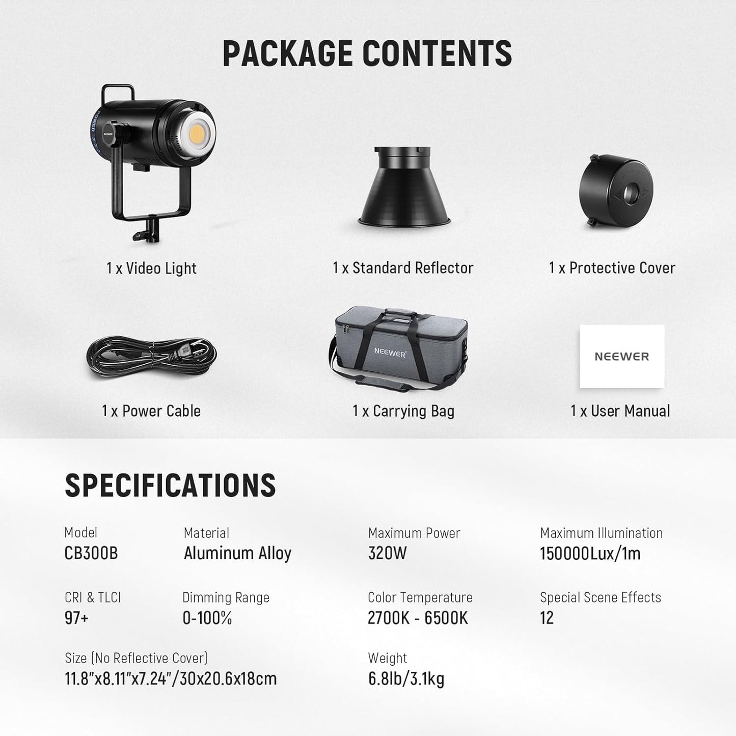 Neewer CB300B 320W Bi-Color LED Video Light Remote Control