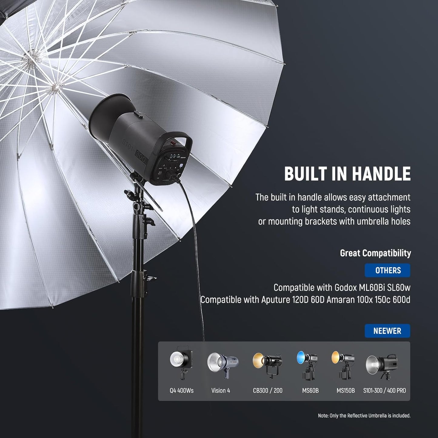 Neewer NS3U 65" Parabolic Photography Umbrella Softbox with Diffuser