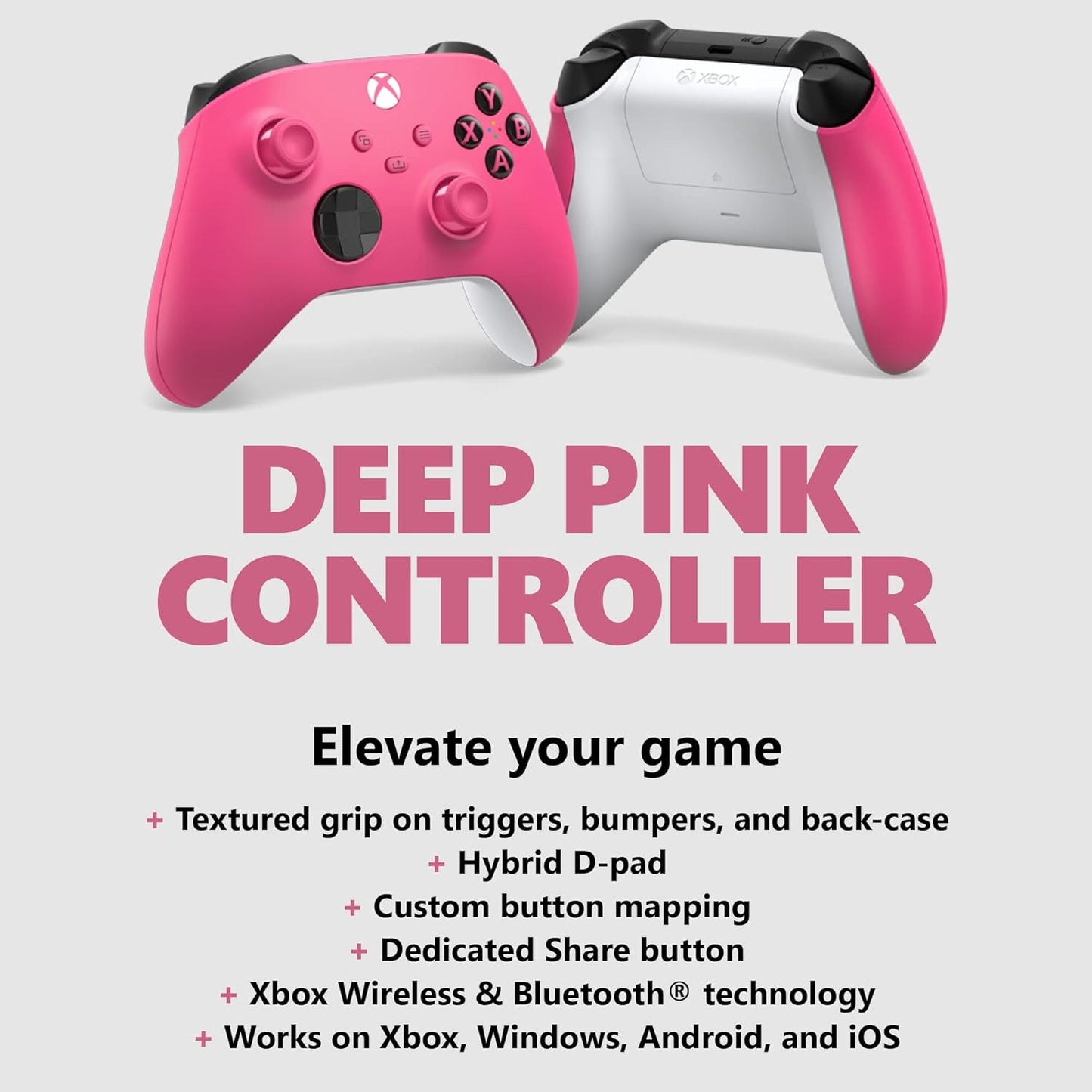Microsoft QAU-00082 Xbox Core Wireless Controller, Deep Pink