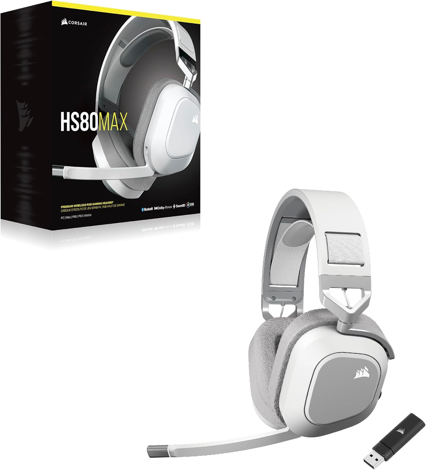 Corsair CA-9011296-NA HS80 MAX Wireless Gaming Headset White