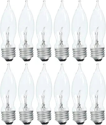 GE 75333 Crystal Clear 40W Bent Tip Bulbs 12-Pack