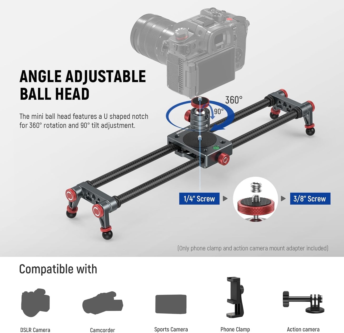 Neewer CS1M 16" Carbon Fiber Camera Slider Dolly