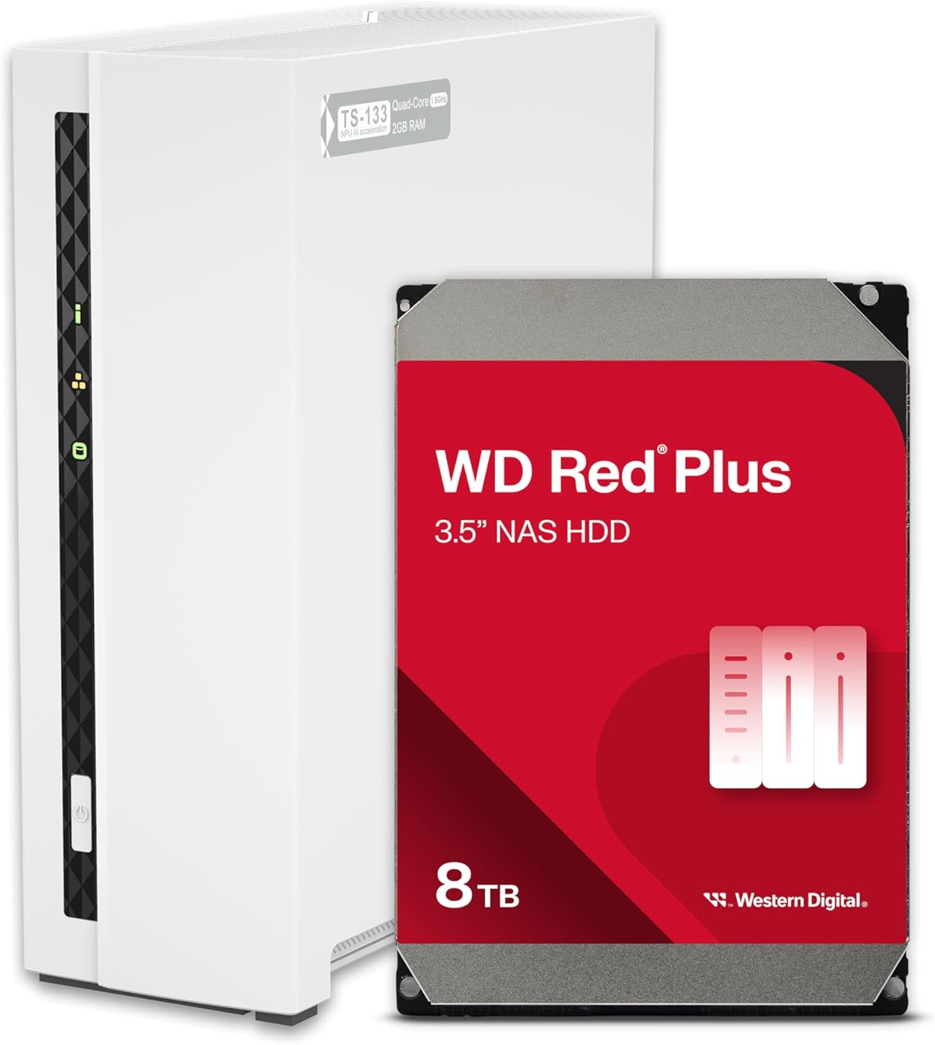 QNAP TS-133-18WD-US 8TB Home NAS WD Red Plus Bundle