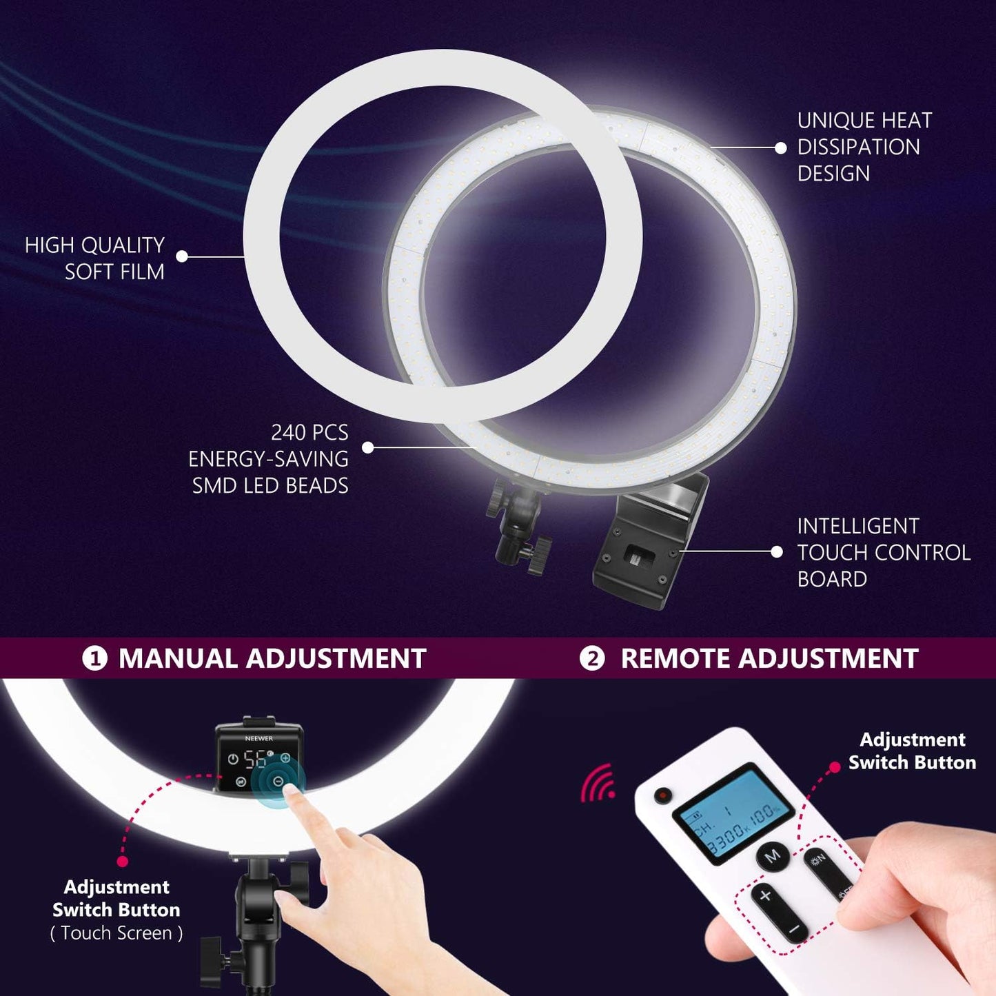 Neewer 10095061 16-inch LED Ring Light Kit with Stand
